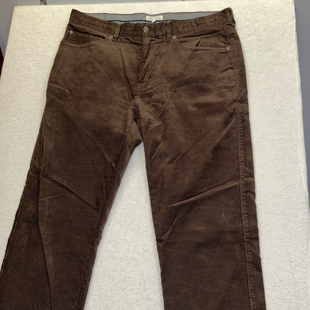 Peter Millar MF22B29 Corduroy Pants Mens 34 Brown Straight Leg 5-Pocket Stretch